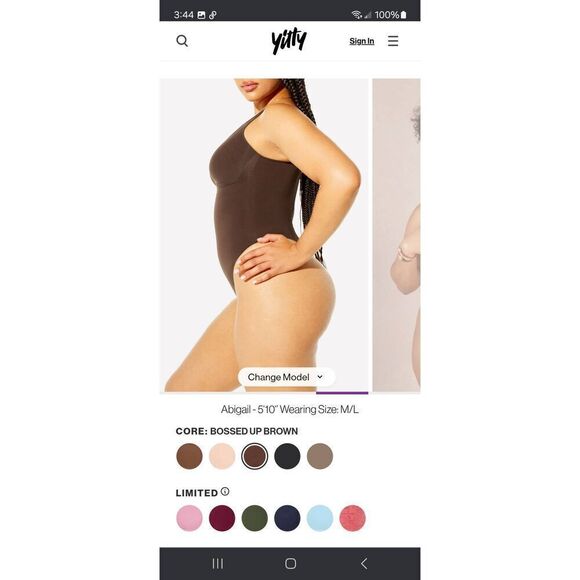 New XS/S Fabletics Bossed Brown Nearly Naked Shaping Thong Bodysuit Shapewear - Picture 4 of 8